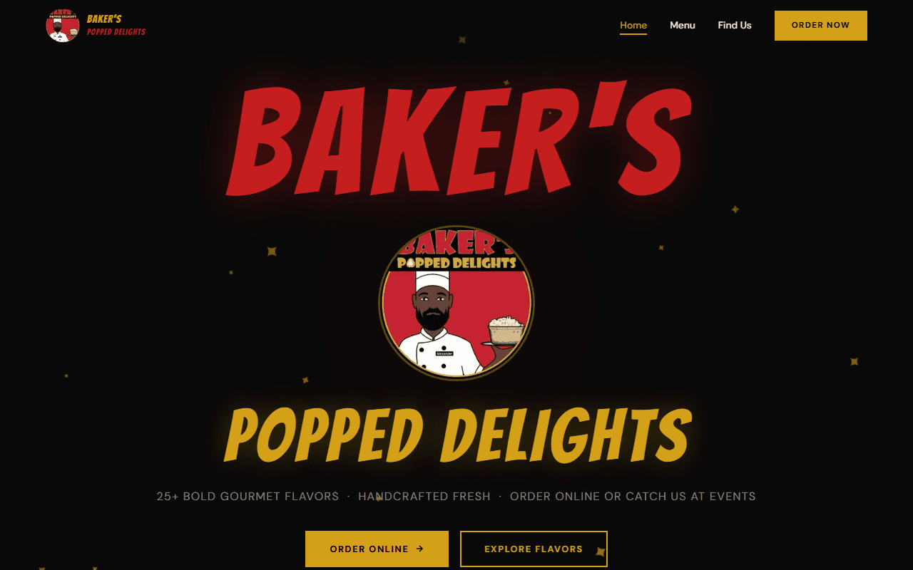 Baker's Popped Delights website built by Forged Digital