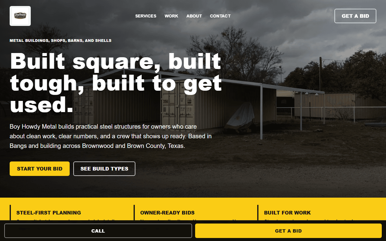 Boy Howdy Metal website built by Forged Digital
